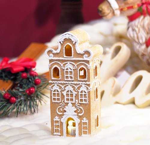 Cynkeyee Gingerbread House | Indoor Christmas Decorations - Resin Village Decor Gift for Women, 2.5x2x5.5 Inch