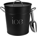 3Qt Black Galvanized Ice Bucket with Lid, Scoop & Handles - Ideal for Cocktails, Parties, BBQs, Wine & Champagne. Double-Layer Insulated Outer & Galvanized Inner Layer, Perfect for Home & Outdoor Use