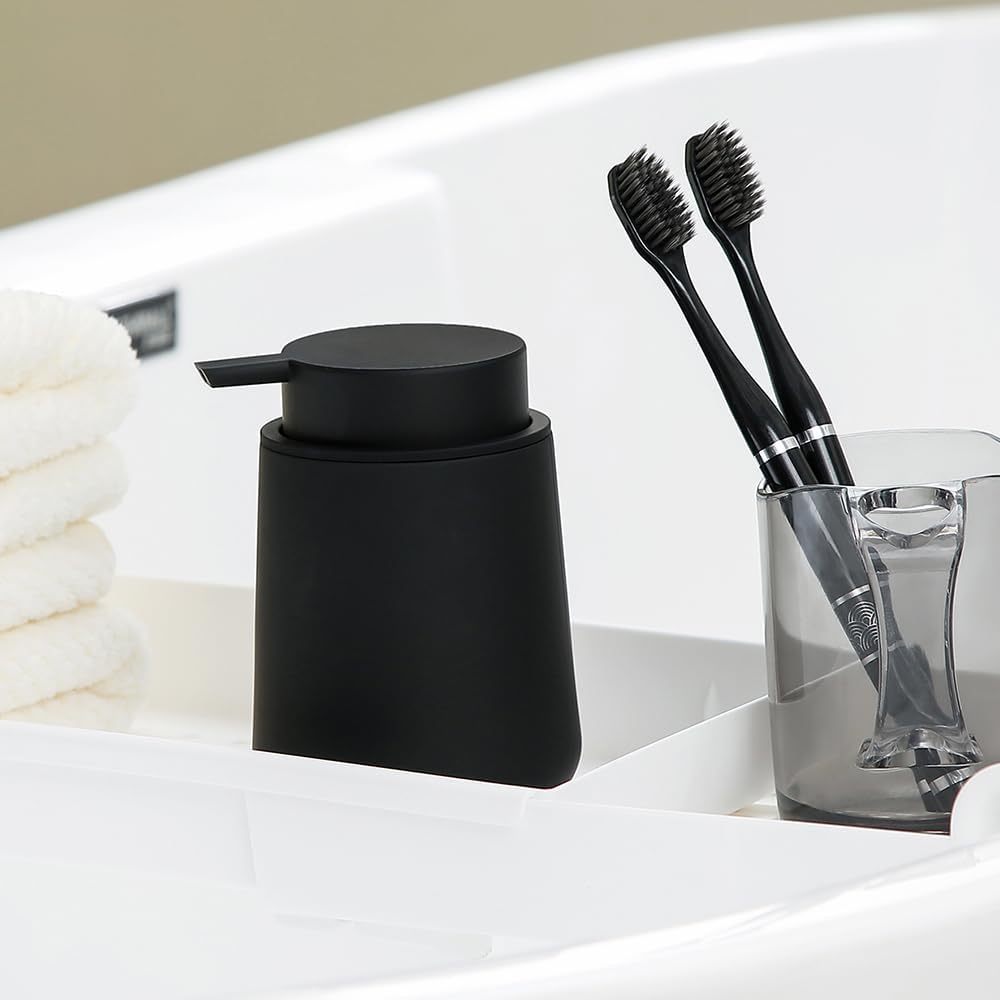 Skiennix Matte Black Liquid Hand Soap Dispenser - 11 oz Refillable Modern Minimalist Design for Bathroom & Kitchen
