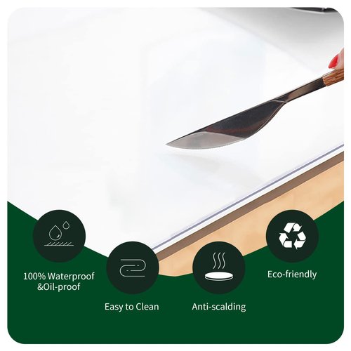 Crystal PVC Chair Floor Mat Clear Table Cover Protector Transparent Plastic Tablecloth for Office Meeting Desk Rectangle Kitchen Countertop Dining Coffee Table Top Topper Water Heat Proof 44x108 Inch