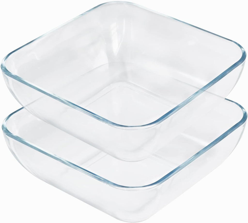 Regine Switzerland 2-Quart Glass Mixing Bowls Set - Durable Tempered Glass | 8-Inch Square Design