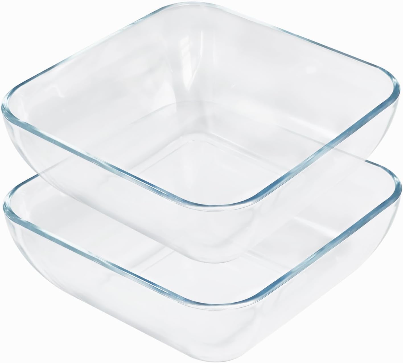 Regine Switzerland 2-Quart Glass Mixing Bowls Set - Durable Tempered Glass | 8-Inch Square Design