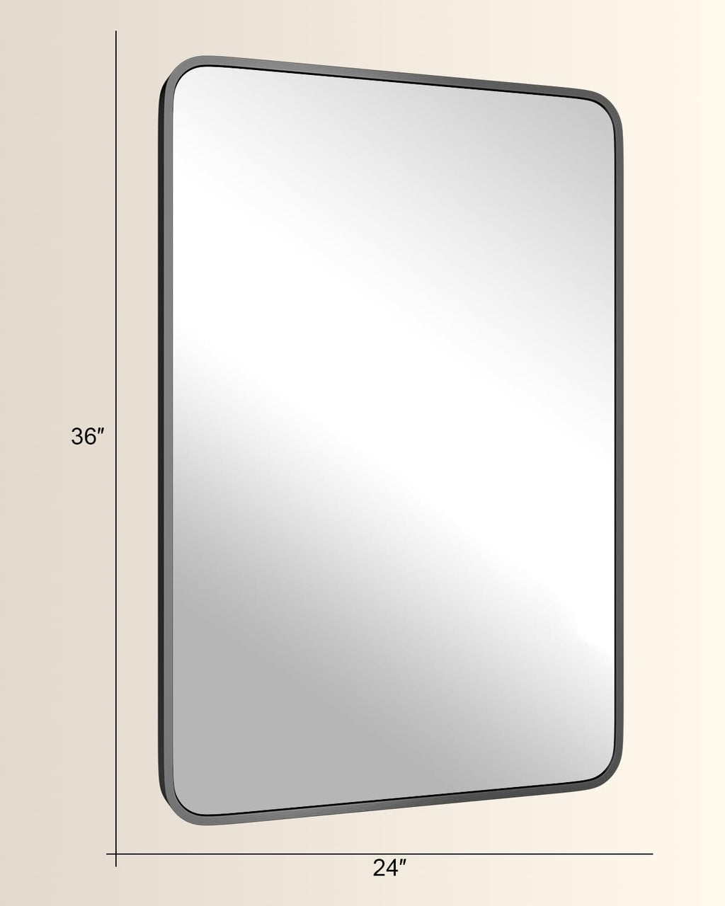 SUNQUEEN 36" x 24" Black Bathroom Mirror for Wall, Modern Bathroom Vanity Mirror for Over Sink Bedroom Entryway or Living, Metal Framed HD Tempered Glass Room Horizontal or Vertical