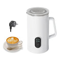 JZLHYSNDYL 4 IN 1 Electric Milk Frother, Automatic Hot & Cold Milk Foamer, 19.6oz/580ml Large Capacity for Latte Coffee Hot Chocolates Cappuccino (White, 220V EU PLUG)