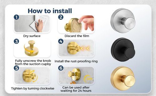Suction Cup Hooks for Wreaths on Glass, 2025 New Model No-Drill Suction Cup Hooks, Wreath Hangers for Front Doors, Metal Towel Hooks for Showers Bathrooms Mirrors (2, Gold)