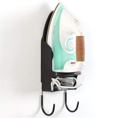 Ironing Board Hanger Wall Mount Electric Iron Holder Household Bathroom Shelf Holder Rack Electric Iron Holder - for Max 5.3 inch Width(White)