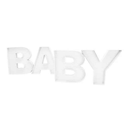 12" Large Fillable Baby Cardboard Letters for Baby Shower Gender Reveal, Sweet Serving Tray, Charcuterie Party Decorative Box, Food Cupcake Display Paper Mache (White)