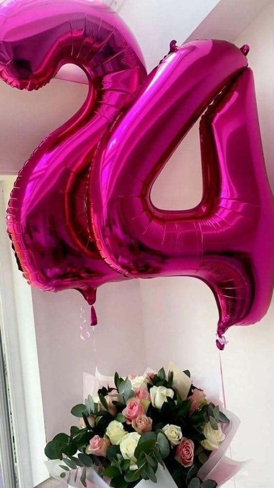 Skiennix 40-Inch Hot Pink Number Balloons - Perfect for 5th Birthday & Wedding Decor | Set of 5