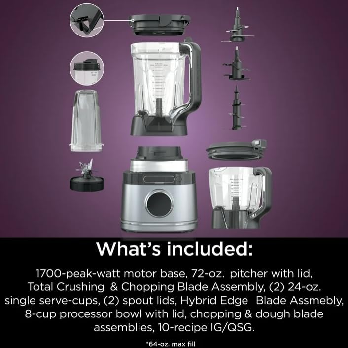 Niin-jaa Detectt 72 Oz Blender - 3 Speeds, BlendSense Technology, 1700W Crushing Blades, Silver