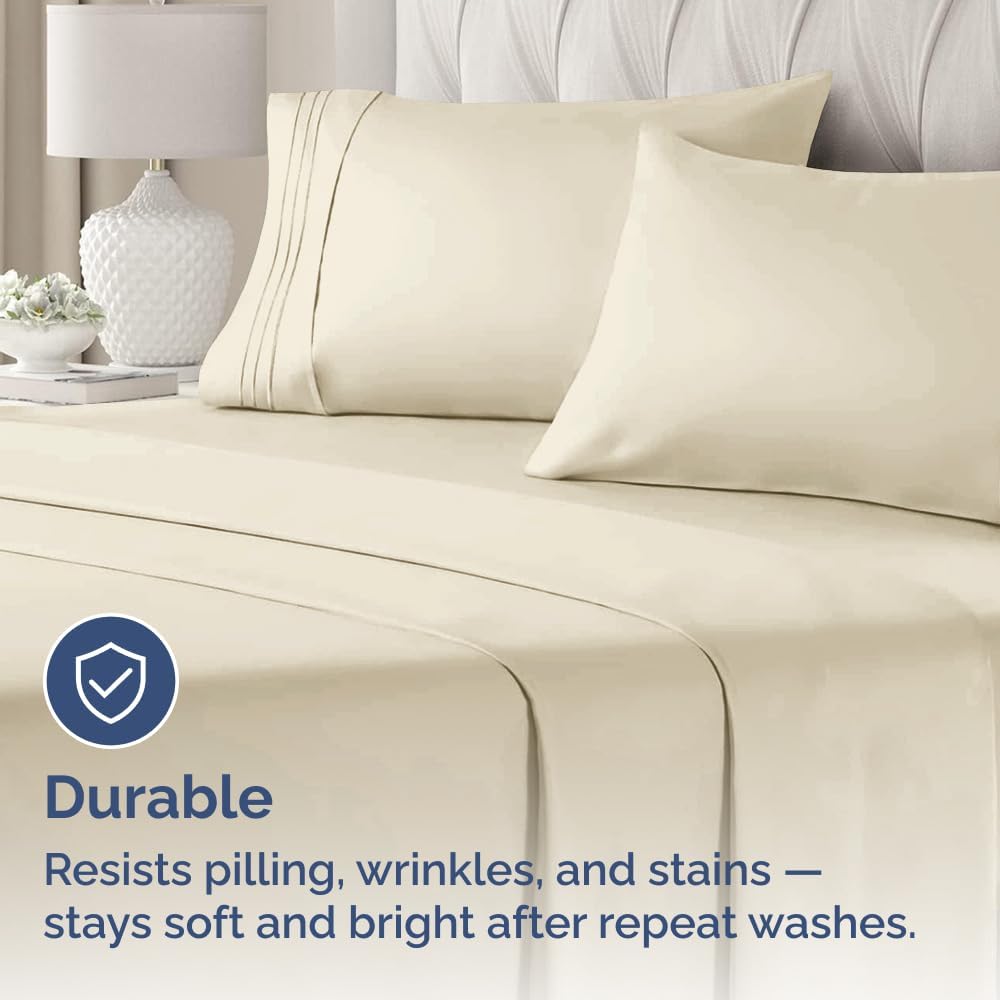 Skiennix Queen Pillow Cases Set of 4 - Ultra Soft Hotel Quality - Wrinkle Free & Fade Resistant - Wheat Color