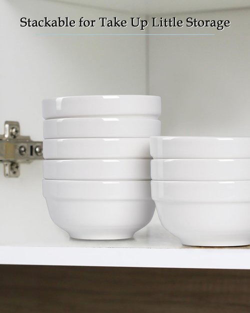 NUTRIUPS 12oz Small Bowls, 4.5in Ice Cream Bowl, Set of 8 White Ceramic Bowl for Dessert Snack Rice Side Dishes
