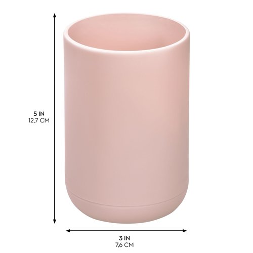 iDesign Toothbrush Holder with 3 Divided Sections for Bathroom or Vanity - Set of 2 - Blush