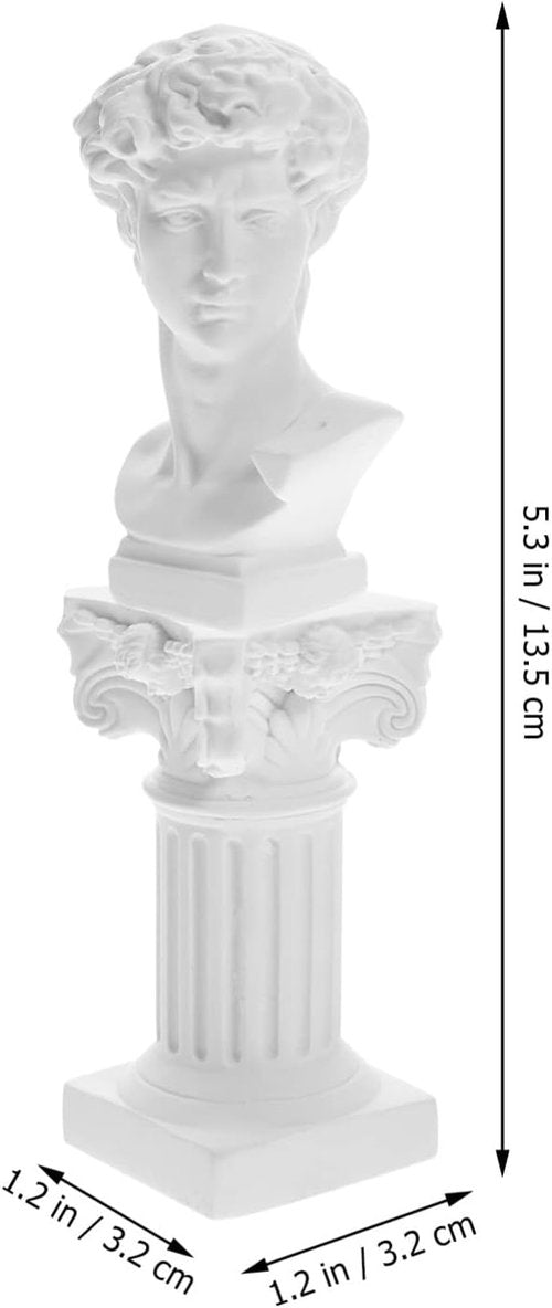 HOMSFOU Greek Statue of David Bust - Elegant Resin Sculpture with Roman Pillars | Perfect for Home Office Decor