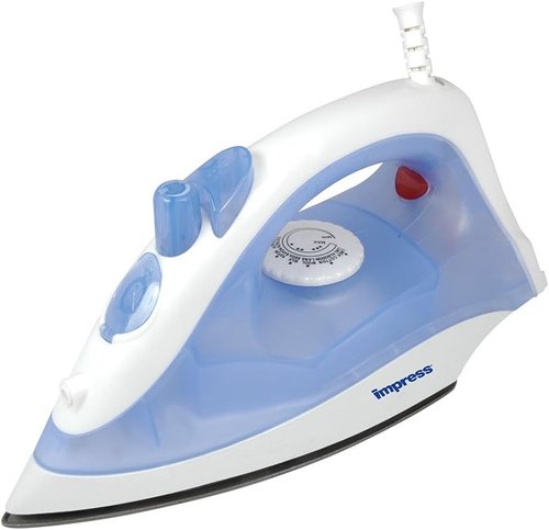 Impress Basic Clothing Iron - Non-Stick, Compact Design with Adjustable Steam & Fabric Selector - 1200-Watt (Blue)