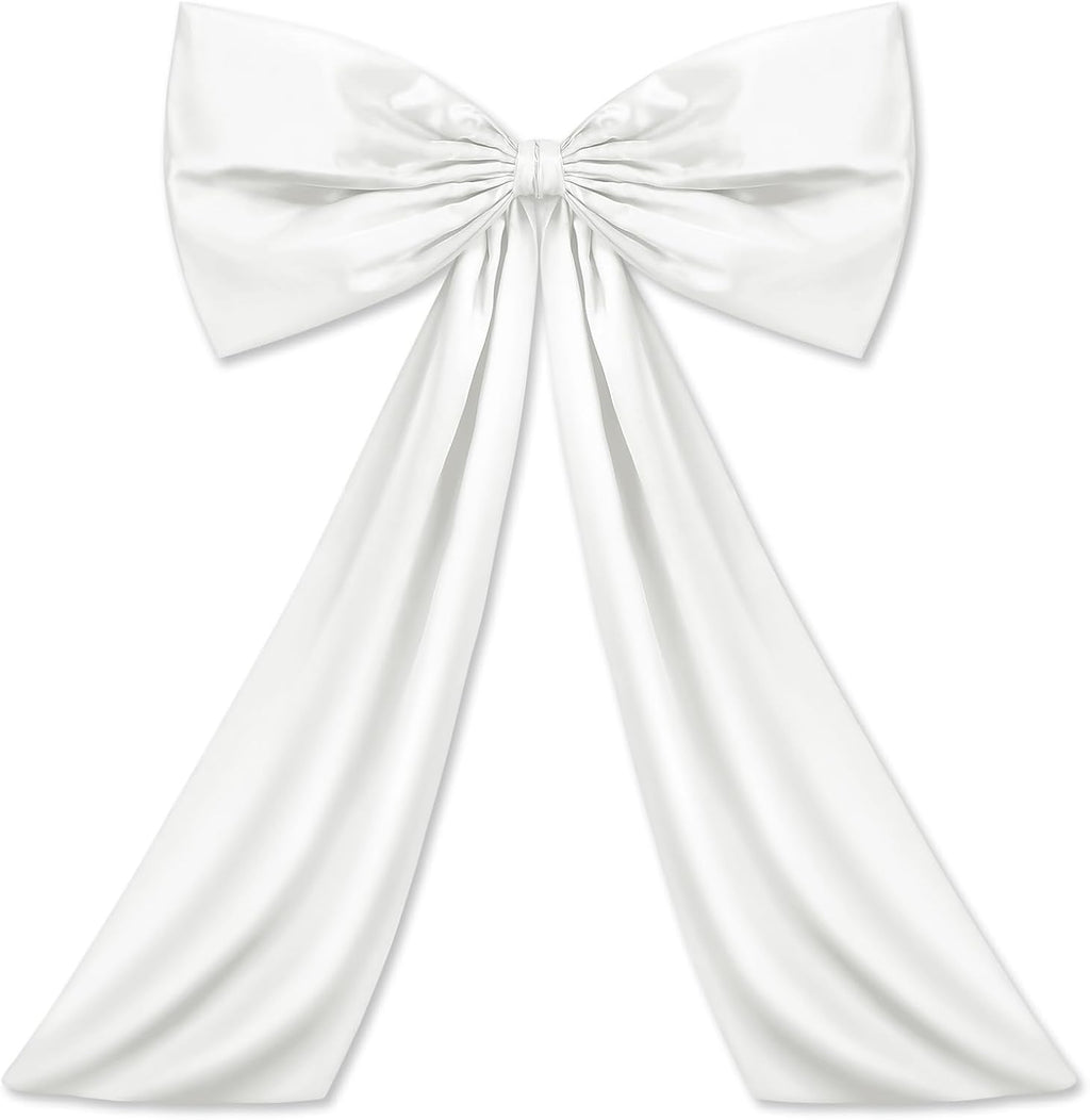 Wavwavw Large White Satin Bow Decor - Giant 24 x 36 Inch Ribbon Tie for Party & Wedding Decor