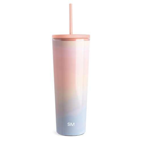 Simple Modern Plastic Tumbler with Lid and Straw | Reusable BPA Free Iced Coffee Cups Double Wall Smoothie Cup | Gifts for Women Men Him Her | Classic Collection | 24oz | Sherbet Swirl