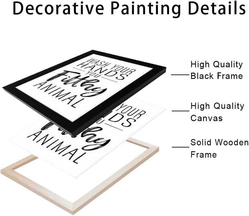 Regine Switzerland Black and White Bathroom Decor Art - Framed Canvas Print for Kid's Washroom