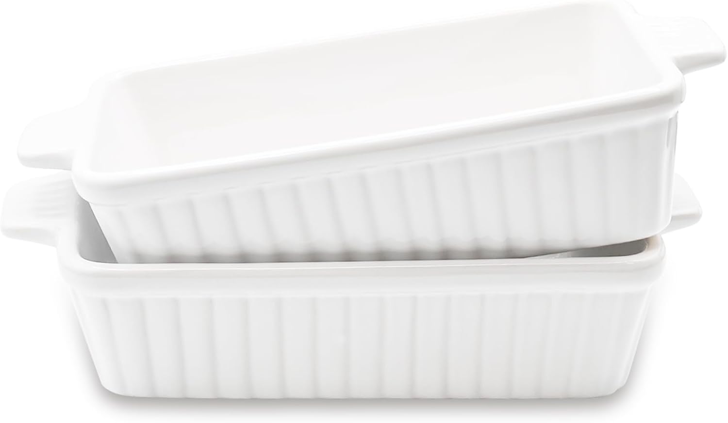 Skiennix 30 Oz Small Baking Dish - Durable Ceramic Casserole Dish with Double Handles | 7x4.5 Inch, White
