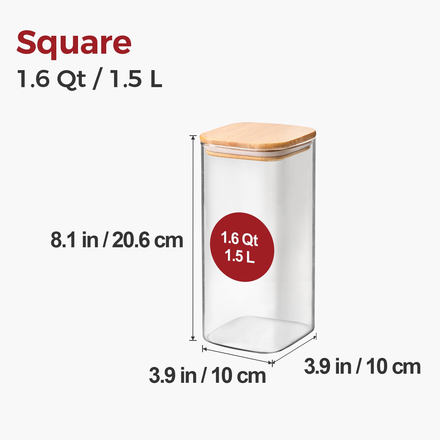 KTMAMA Airtight Glass Storage Canister with Lids, Kitchen Pantry Storage Jar with Labels, Food Storage Container for Sugar Tea Coffee Beans Snacks (2 pack 1.6qt)