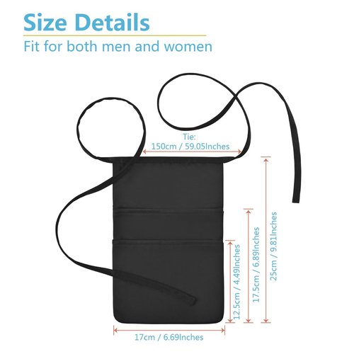 tsmyp Hip pouch apron Black Waitress Waiter Server Short Aprons Kitchen apron,Two front and two back pockets,6.7" x 9.8" (hip pouch apron, 1)