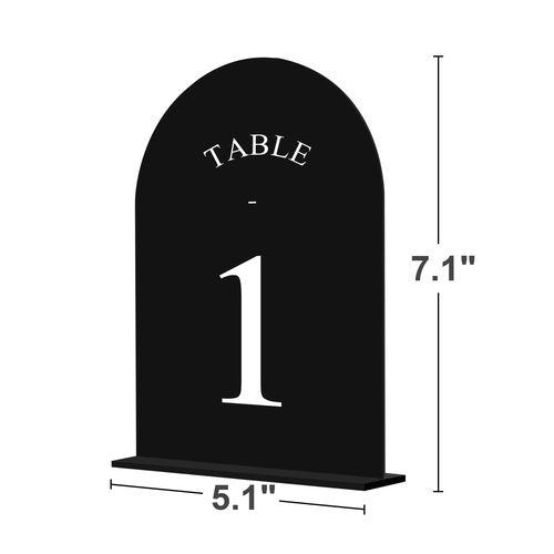 JOYIT Arch Wedding Table Numbers 1-30 with Stands – Double-Sided Printed 5" X 7" Acrylic Table Signs with Black Background White Text, Perfect Acrylic Table Numbers for Wedding Receptions, Parties, Anniversaries, and Events