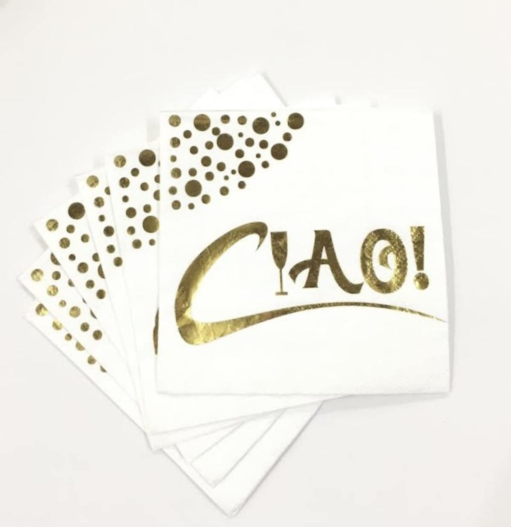 White And Gold Cocktail Napkins - 3 Ply 5x5 Inches Beverage Napkins Bulk - Unique Design For Dessert Napkins - Coffee Napkins - Party Napkins - Drink Napkins - Bar Napkins. (100)