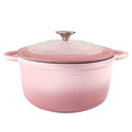 3 Quart Cast Iron Dutch Oven Pot with Lid, Dual Handles Enameled Soup Pot, Heavy Duty and Oven Safe for Bread Baking, Braising, Cooking and Family Gifts, Pink