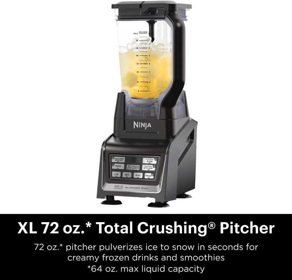 Ninja BL642 Nutri Ninja Blender - 1200W Auto-iQ, 72 oz. Pitcher & 3 To-Go Cups for Smoothies - Black