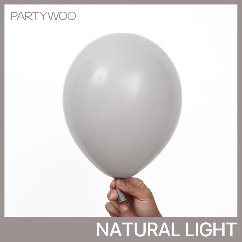 PartyWoo Gray Balloons - 140-Piece Matte Gray Latex Balloon Arch Kit for Baby Showers, Graduations & Birthdays