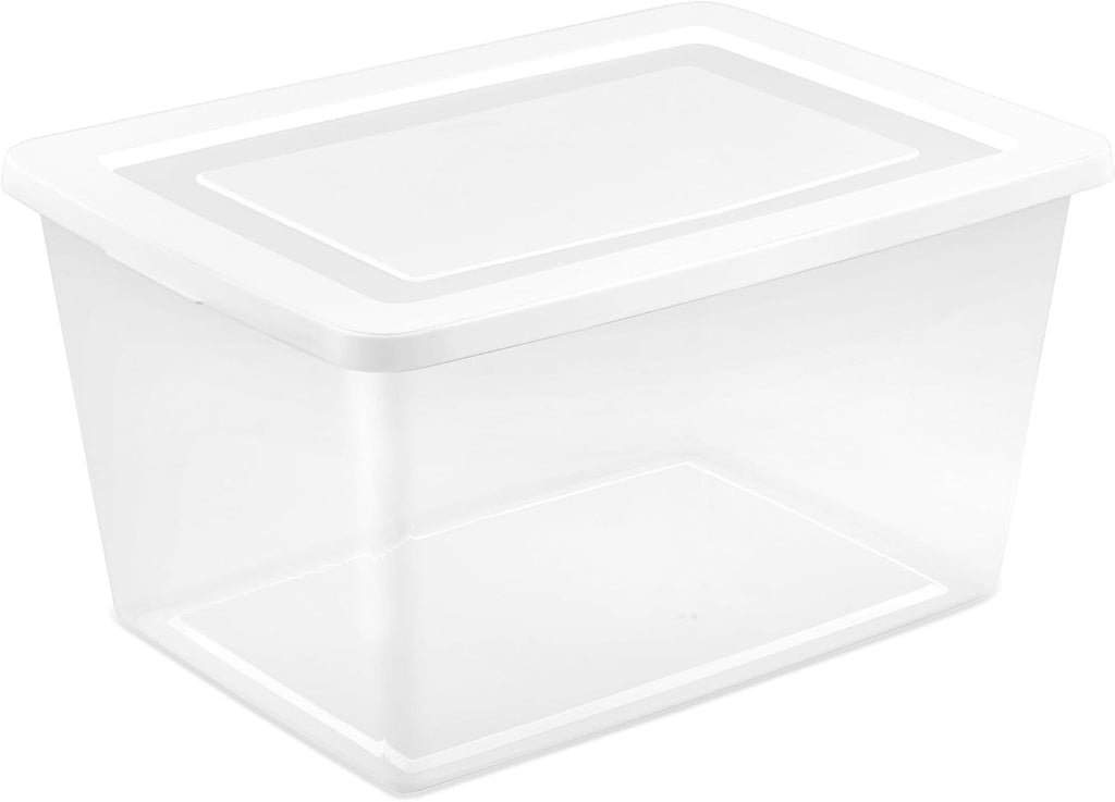 Sterilite 8-Pack Storage Bins - Clear Heavy-Duty Plastic Containers with Lids | 58 Quart for Organizing