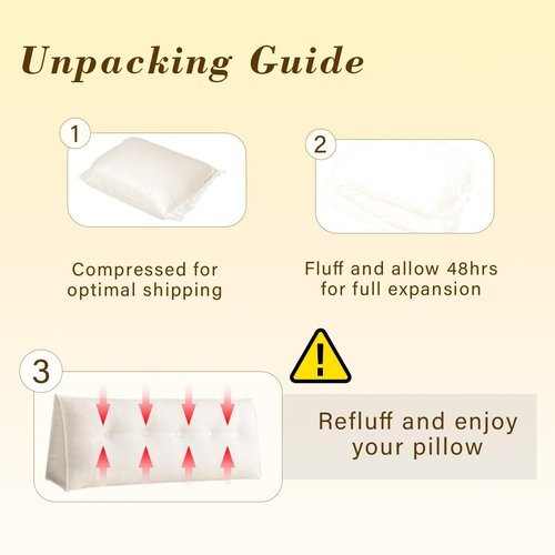 ZTVZTV Wedge Headboard Pillow for Bed, Queen Dorm Headboard Pillow Support for Sitting Up, Reading, Relaxing, Bolster Pillow with Removable Washable Cover, White