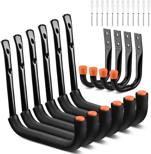 HORUSDY Garage Hooks - 10-Pack Heavy Duty Utility Hooks for Bikes, Kayaks & Ladders | 9" & 6" Sizes