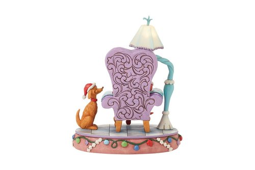 Enesco Dr. Seuss Grinch by Jim Shore Grinch Reading Chair with Lamp Lit Figurine, Stone Resin Hand Crafted Collectible Light Up Christmas Figurines Home Decor Sculpture Statue, 8 Inch, Multicolor