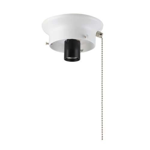 Aspen Creative 22101-03-1, Flush Mount Ceiling Fixture Shade Holder Kit with On/Off Pull Chain Switch in Matte White Finish 3-5/8" Fitter, 4-7/8" Diameter x 1-7/8" Height