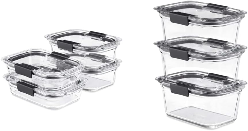 Rubbermaid Brilliance Glass Storage Containers - Set of 4 Medium Clear Food Containers with Lids