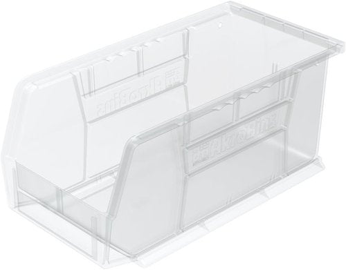 Akro-Mils Plastic Storage Bins - Space-Saving Stackable Organizers for Garage & Pantry | Clear, 11" x 5" x 5", 12-Pack