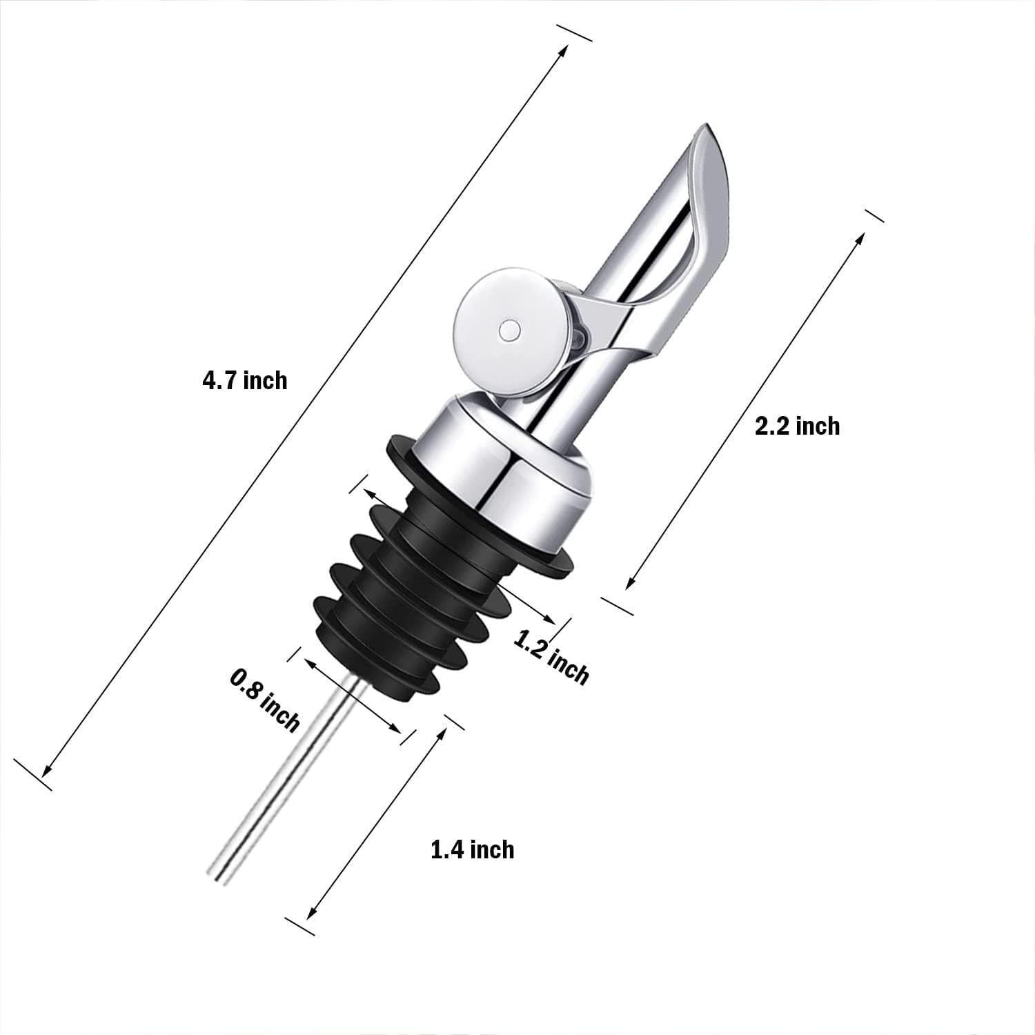 Weighted Stainless Steel Liquor Bottle Pourers: Auto Flip Spouts for Precise Pouring, Leak-Proof and Dishwasher-Safe (4pcs - Black)