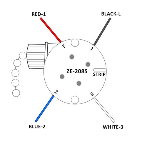 Ceiling Fan 3 Speed Switch With 4 Pre-Installed Wires - Zing Ear ZE-208s E89885 4 Wire Pull Chain Fan Light Replacement Part (Bronze Chain)