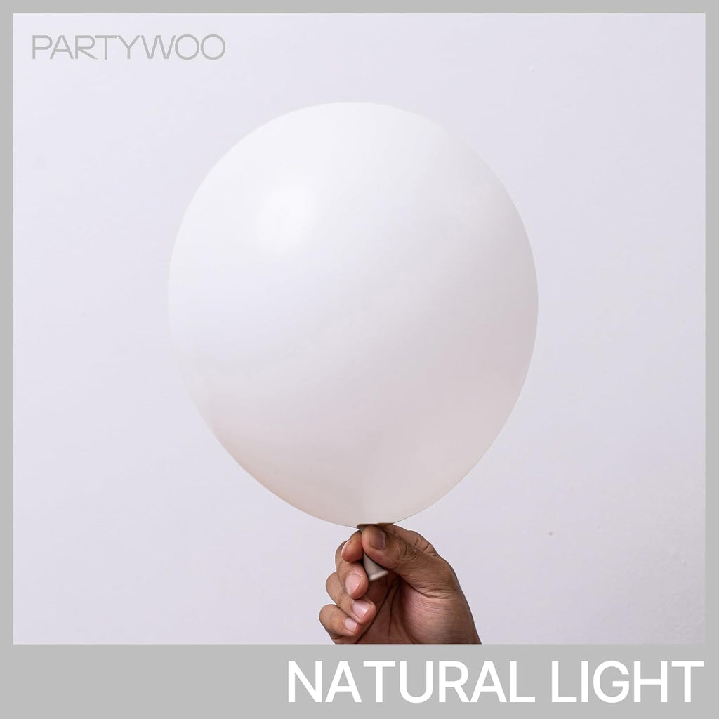PartyWoo White Balloons - 100-Piece Matte Latex Balloon Arch Kit | 5-12 Inch Sizes for Weddings, Graduations & Parties