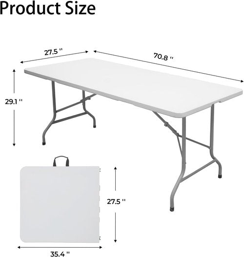 Lakhow Folding Table - 6ft Heavy Duty Portable Table for Indoor & Outdoor Use | Easy Storage, No Assembly, White