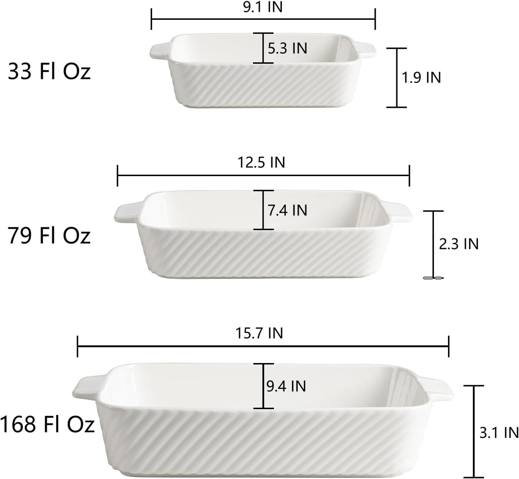Sweejar Ceramic Baking Dish Set - Versatile Porcelain Casserole Dishes with Handle for Lasagna & Brownies | Beige