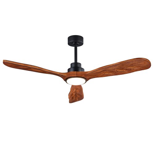 Ceiling Fans with Lights and Remote,52 Inch Unique Wood Ceiling Fan with Noiseless Reversible DC Motor,3 Blades,3 Downrods, for Farmhouse,Patio Living Room,Bedroom,Office,Indoor Outdoor(Black+Walnut)