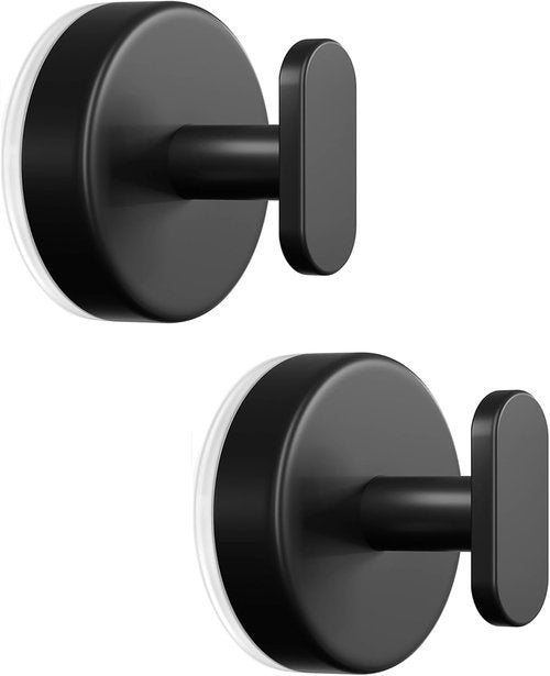 Loofah Towel Hooks by [Brand Name] - Removable Suction Cup Hooks for Bathroom & Kitchen | Black 2 Pack