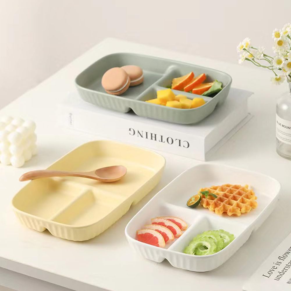 Unbreakable Divided Plates 10.5 Inch 4 PCS,Reusable Wheat Straw Plates，Portion Control Plate Adults, Microwave And Dishwasher Safe, Perfect For Dinner Dishes Kitchen Picnic Party (Classic Series)