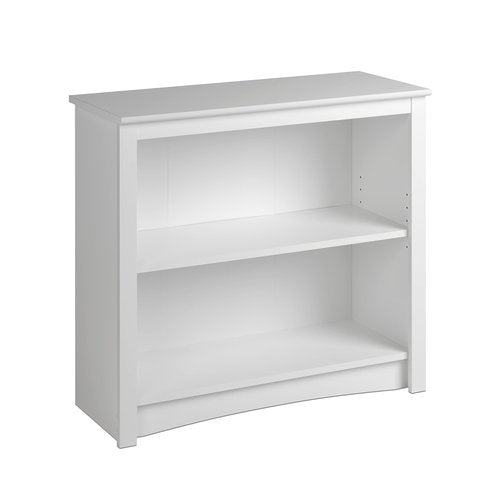 Prepac Sonoma 2-Tier Bookcase 29"H with 1 Adjustable Shelf, White Storage Cabinet, Modern Display Cabinet, Bookshelf with Storage Shelves for Home Office, Living Room, Bedroom Organizer