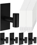 Skiennix Heavy-Duty Towel Hooks - Adhesive Wall Hooks with Removable Strips | X-Large Black 304 Stainless Steel