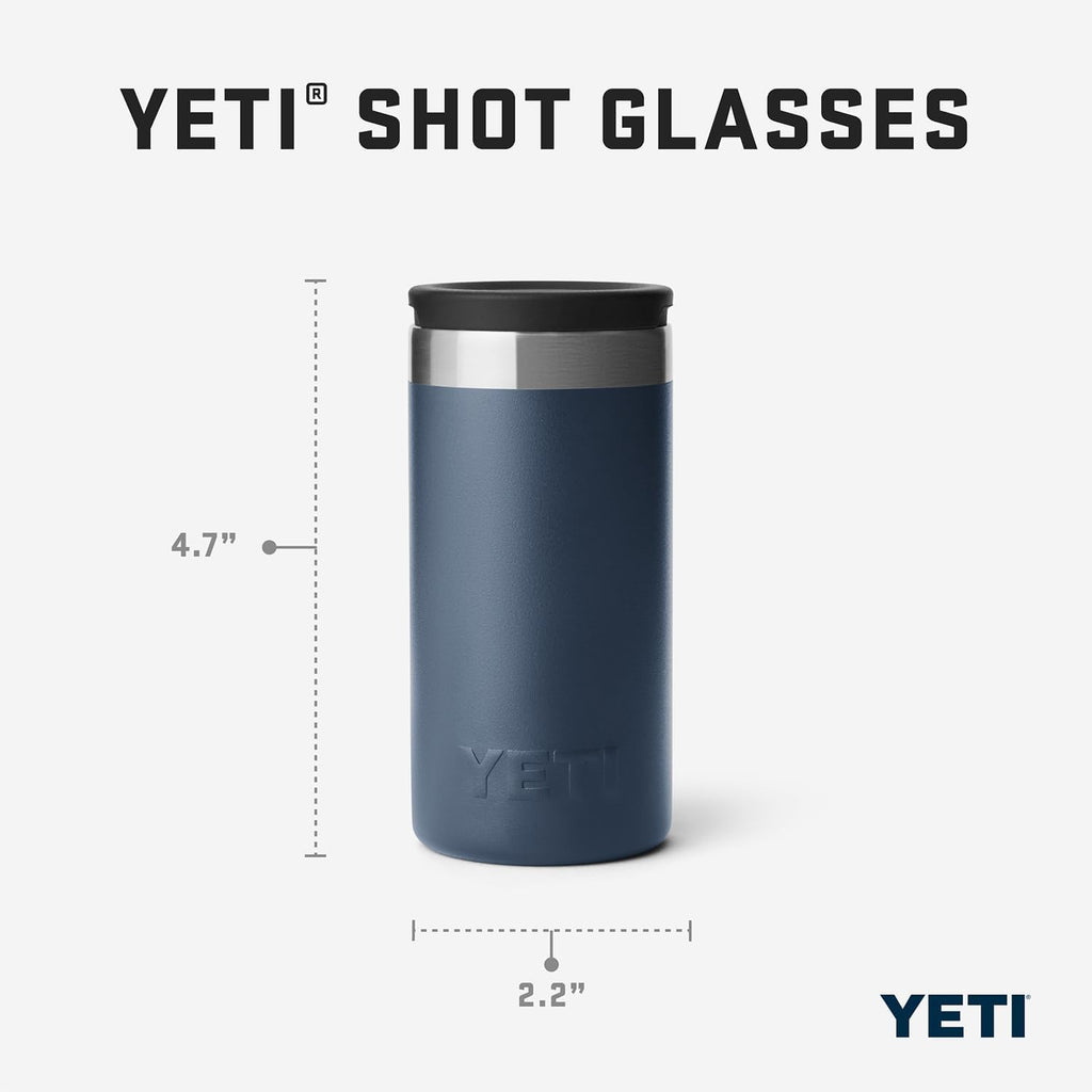 YETI 7 oz Flask with Color Matching Set of Shot Glasses, Rescue Red