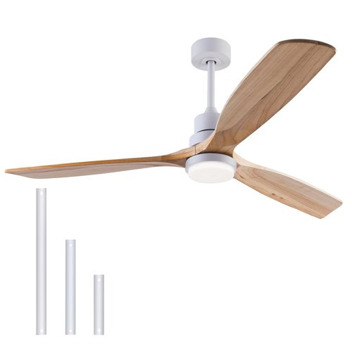 dearnow 56" Wooden Ceiling Fans with Lighted Remote Control, Indoor Outdoor Wooden Ceiling Fan, Outdoor Modern Ceiling Fan with 3 Fan Blades for Patio, Living Room, Bedroom, Farmhouse etc.…
