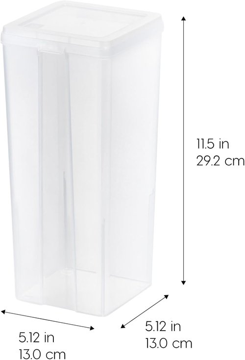 IRIS USA Vertical Storage Containers - Stackable Plastic Bins with Lids | Clear, Large, 6 Pack for Home & Office Organization