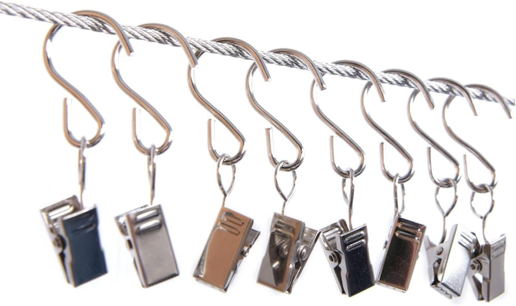 RONYOUNG Stainless Steel S Hooks - 50PCS Hanging Clips for Curtains, Lights, and Crafts | 2.4 Inch Long Silver